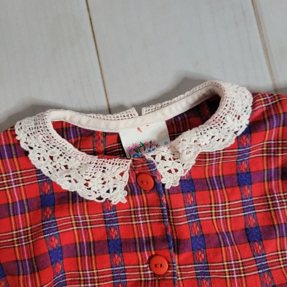 Vintage Baby Girl OshKosh B’Gosh Red Plaid Dress USA Size 18 Month